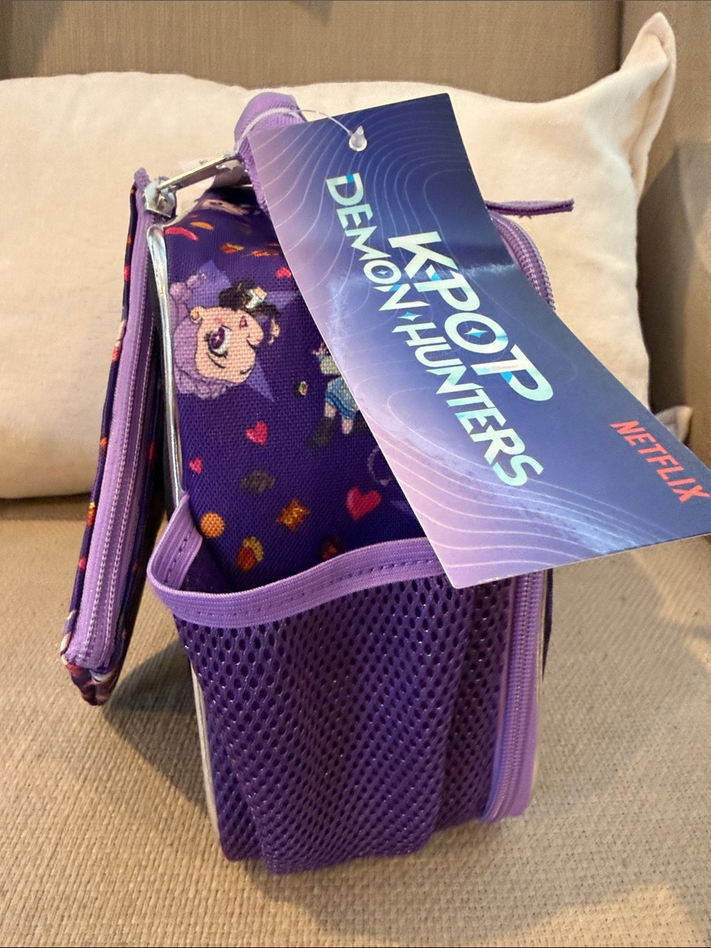 NWT Purple K Pop Demon Hunters Kids Lunch Box with Snack Pouch - Picture 7 of 10